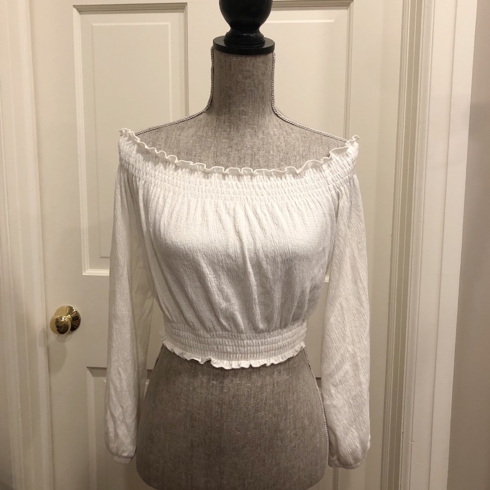 NWOT H&M Off Shoulder Long Sleeve Boho White Top